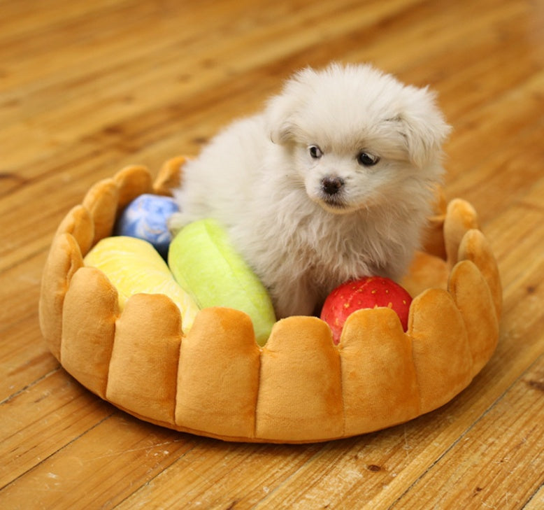 Pet plush cat dog mat kennel cat litter winter warm creative pet mat fruit egg tart bed