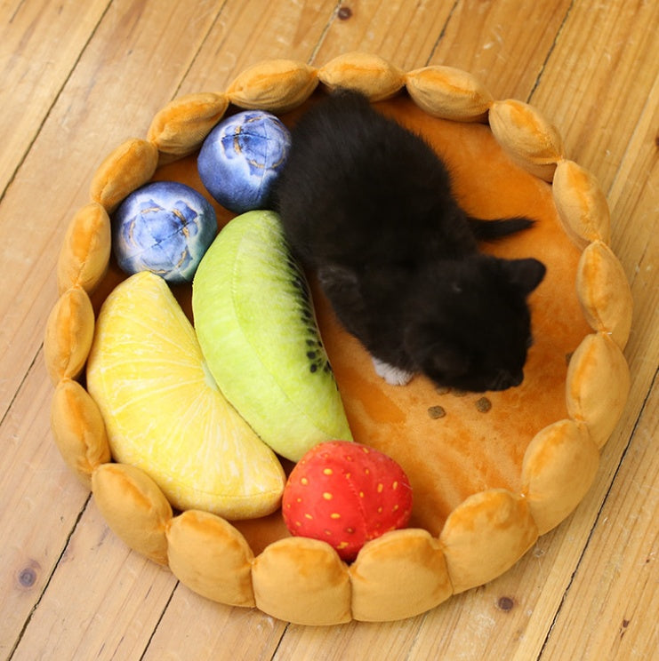 Pet plush cat dog mat kennel cat litter winter warm creative pet mat fruit egg tart bed